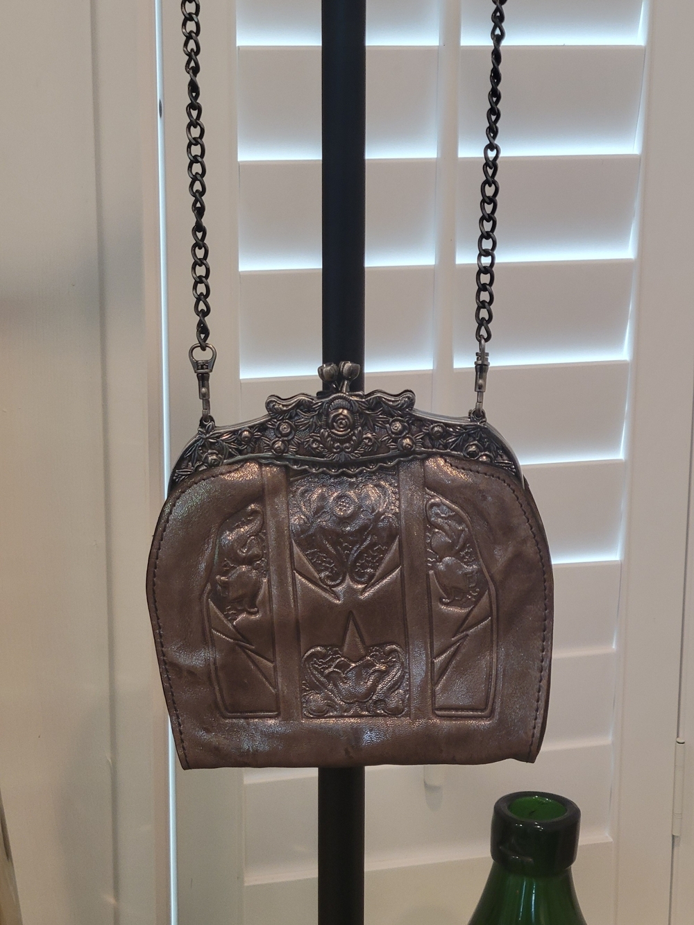 Patricia Nash Metallic Bronze Embossed Leather Crossbody
